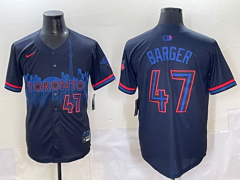 Men 2025 Toronto Blue Jays #47 Barger Black Joint Name Nike MLB Jersey style 5